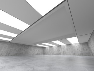 Dark concrete empty room. Modern architecture design. Urban textured background. 3d render...
