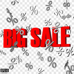 Isolated Big sale word with falling percent signs | EPS10 Vector