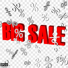 Isolated Big sale word with falling percent signs | EPS10 Vector