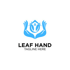 Leaf or flower with hand logo templates