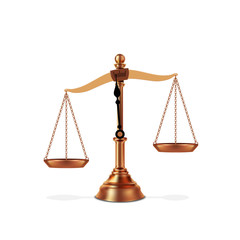 Vector illustration of detailed golden unbalanced scale