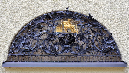 metal sign of the Benedictines