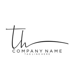 Initial letter TH Signature handwriting Logo Vector © SAHABAT AMBYAR