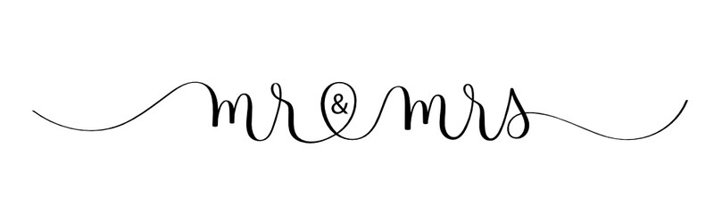 MR & MRS black vector brush calligraphy banner with swashes