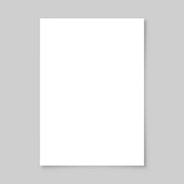 Realistic blank paper sheet with shadow in A4 format isolated on gray background. Notebook or book page. Design template or mockup. Vector illustration.