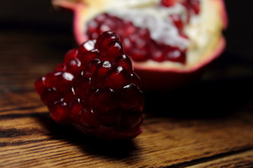 pomegranate on wooden table