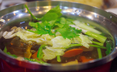 Vegetable in hot pot, Dinner time