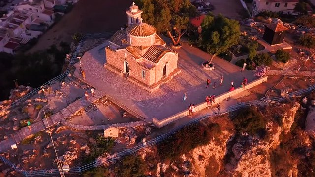 Church Ilya in Protaras Cyprus aerial 4k