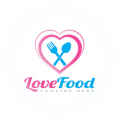 Food love vector logo design, spoon and fork combination , illustration element