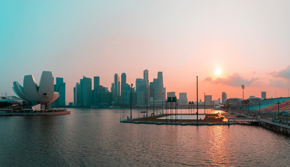 Marina Bay in Singapore at sunset