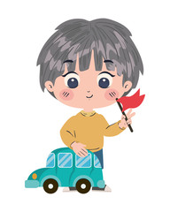 Isolated boy cartoon with toy vector design