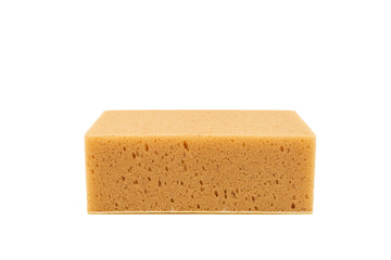 closeup cleaning sponge over white background