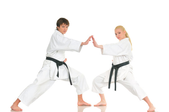 Young Talented Time Karate Athletes In A Kimono