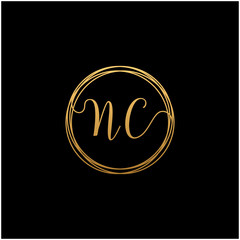 initial letter NC handwritten with circle element template. Creative fashion logo design, couple initial name , beauty icon. Logo with hand drawn style for wedding concept - vector