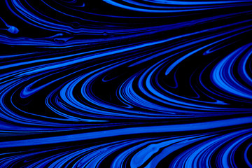 Abstract liquid black and blue colors outer space orbit background. Exoplanet cosmic sea pattern,...