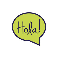 speech bubble message with hola word