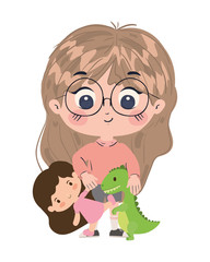 Isolated girl cartoon with toys vector design