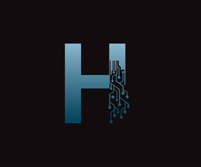 Digital H Letter Network  Data Logo Icon