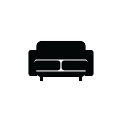 Upholstered sofa or couch with two seats black icon vector illustration isolated.