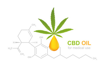 cbd oil for medical use cannabidiol chemical formula vector illustration EPS10