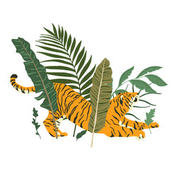 Obraz premium Jungle Leopard Tiger Leaf
