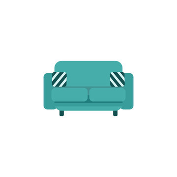 Modern teal green couch with striped cushion decorations