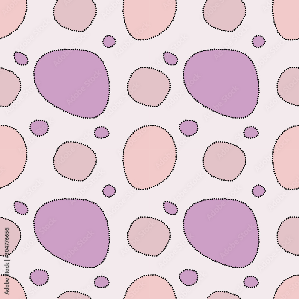 Poster seamless pattern with dotted circles. vector repeating texture. stylish background