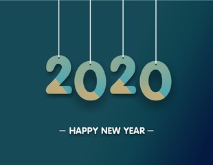 Happy New Years Greeting 2020 with blue background