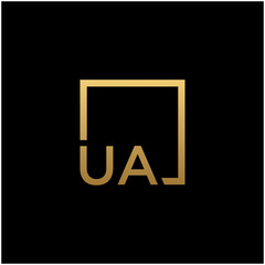 initial letter UA with square frame line art. business consulting concept. studio,room,group icon. Suitable for business consulting group company. square lines have connected meanings. - vector
