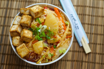 Asian food in a restaurant
