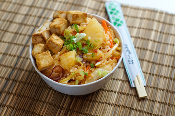 Asian food in a restaurant