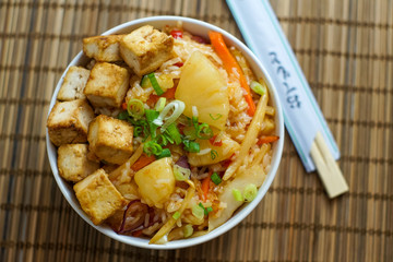 Asian food in a restaurant