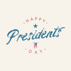 Vintage letter happy Presidents Day with american color flag
