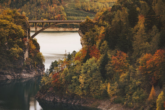 Lago di Santa Giustina and bridge, Trento, Italy © ru242