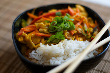 Asian food in a restaurant