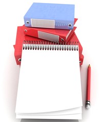 folder for documents with a Notepad and pen