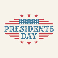 Vintage text Presidents Day with american color flag