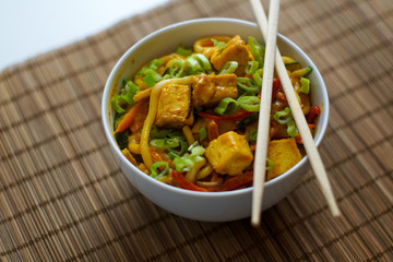 Asian food in a restaurant