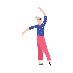 Fototapeta premium Old people doing exercises. Grandparents. Sport. Vector isolated illustration. Cartoon character.