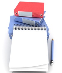 folder for documents with a Notepad and pen