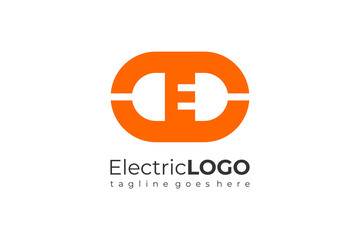 Obraz premium Letter E Electricity Logo Flat Vector Logo Design Template Element