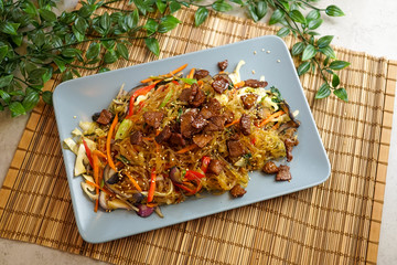 Asian food in a restaurant