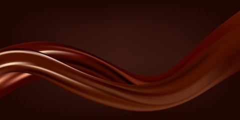 Abstract Chocolate Background, Brown Drapery Silk, Vector Illustration
