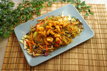 Asian food in a restaurant