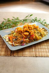 Asian food in a restaurant