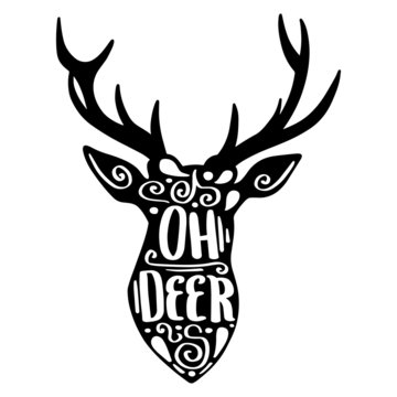 Oh deer. Vector emblem. Vector quotes