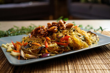 Asian food in a restaurant