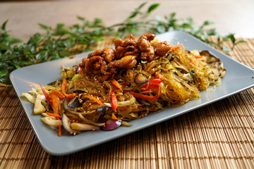 Asian food in a restaurant