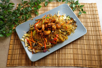 Asian food in a restaurant