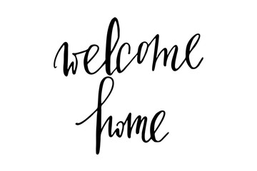 Phrase writing welcome home handwritten text vector